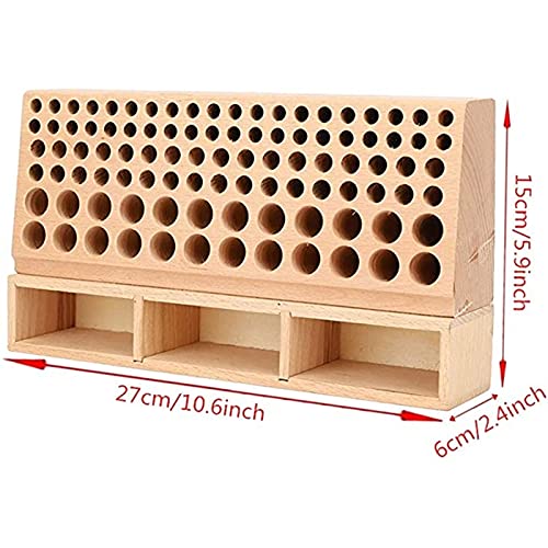 98 Holes Leather Craft Tool Holder Box, Leather Tool Holder Wooden Leather Craft Tool Holder for Leather Working Making Punch Tools Organizer Storage