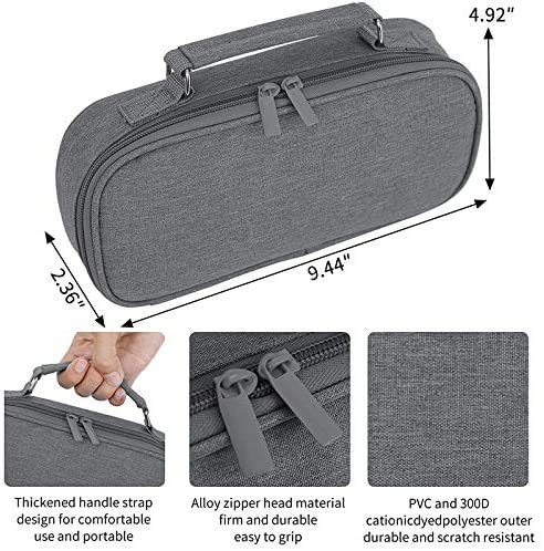 Pencil Case Pen Bag, RUMANLE Pen Bag Big Capacity Canvas Makeup Pouch Bag Case Pencil Holder Practical Students Stationery with Double Zippers Durable for School & Office Supplies - (Empty- Grey)