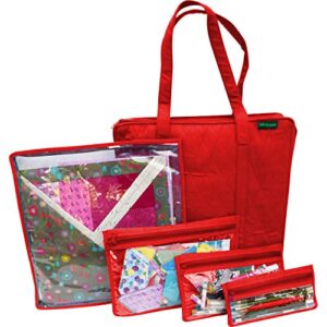 maxie yazzii – portable craft storage organizer – craft storage tote bag – multipurpose storage organizer for quilting, patchwork, embroidery, needlework, & papercraft – red