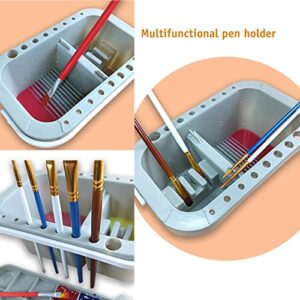 Multifunctional Paint Brush cleaner16 Holes Paint Brush holderwith Paint Pallet Storage Box, Artists Watercolor Oil Acrylic Gouache paintingpainting Supplies, Portable with lid Paint Palette