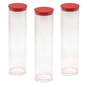 prestige import group – 2″ x 8.25″ transparent clear plastic (petg) storage tubes with red lid – 5 pack