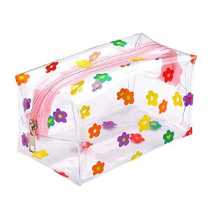 juszok clear pencil case cute pencil pouch kawaii pen case organizer pvc flower large capacity portable makeup bag for teen girls students adults kids back to school supplies