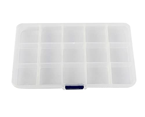 Jigitz Plastic Jewelry Organizer Box, 8pk - 15 Compartment Plastic Organizer Box with Dividers Grid Container for Beads