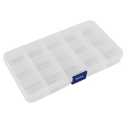 Jigitz Plastic Jewelry Organizer Box, 8pk - 15 Compartment Plastic Organizer Box with Dividers Grid Container for Beads