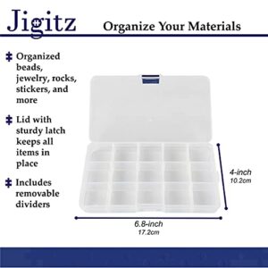 Jigitz Plastic Jewelry Organizer Box, 8pk - 15 Compartment Plastic Organizer Box with Dividers Grid Container for Beads