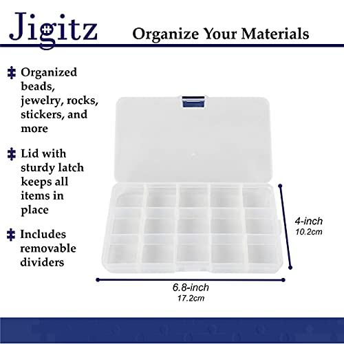 Jigitz Plastic Jewelry Organizer Box, 8pk - 15 Compartment Plastic Organizer Box with Dividers Grid Container for Beads