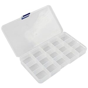 Jigitz Plastic Jewelry Organizer Box, 8pk - 15 Compartment Plastic Organizer Box with Dividers Grid Container for Beads