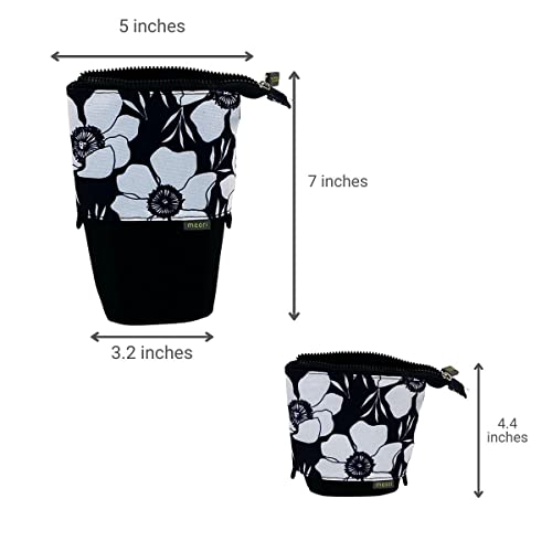 meori Pop-up Pencil Case and Cosmetics Pouch Standup Telescopic Craft Supplies Makeup Organizer with Zipper (Moody Floral)