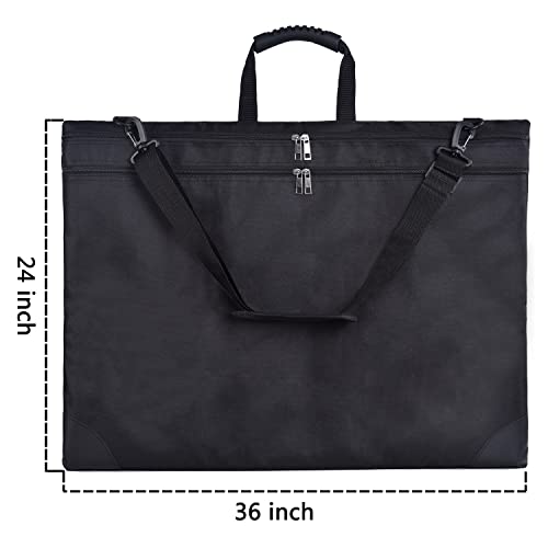 ZFZGFRCS Art Portfolio Tote Bag with Nylon Shoulder, 24x36 Light Weight Art Portfolio Bag Artist Carrying Bag Carrying Storage Bag for Poster, Drawing, and Sketching(Black-24×36") (Black-24×36")