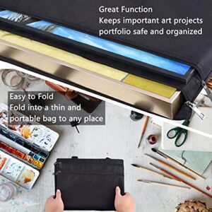 ZFZGFRCS Art Portfolio Tote Bag with Nylon Shoulder, 24x36 Light Weight Art Portfolio Bag Artist Carrying Bag Carrying Storage Bag for Poster, Drawing, and Sketching(Black-24×36") (Black-24×36")