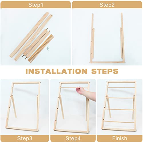 Wood Ribbon Storage Organizer - Ribbon Holder Organizer Rack for Craft Paper Roll - Christmas Gift Wrapping Ribbon Dispenser - Ribbon Organizer for Craft Room, 4-Ply, 1 Pack