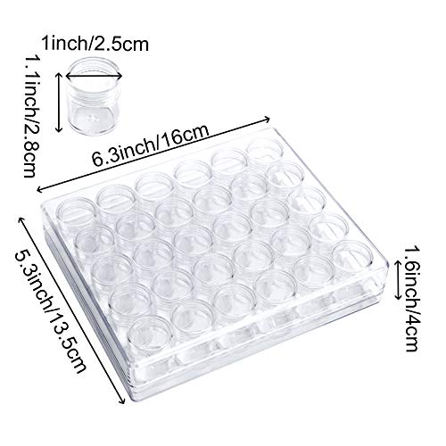 ZOENHOU 2 Pack 30 Grids Diamond Painting Storage Containers, Embroidery Diamond Storage Box Beads Organizer Case with Lid Clear Nail Art Accessories with 1 PCS Label Stickers for Jewelry DIY