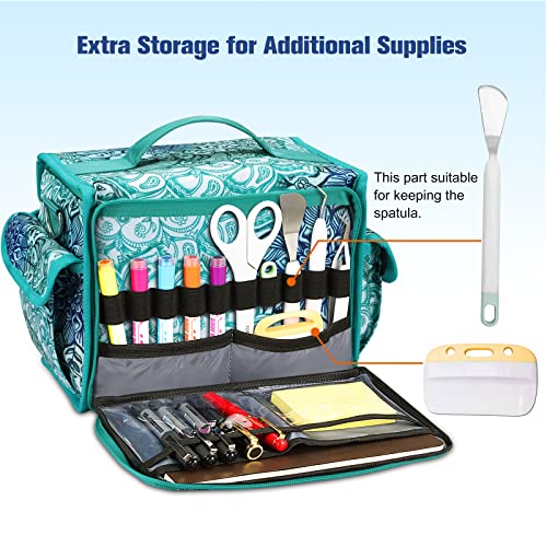 FINPAC Portable Carrying Bag for Cricut Joy, Storage Organizer Tote Bag, Carrying Case with Supplies Storage Sections (Emerald Illusions)