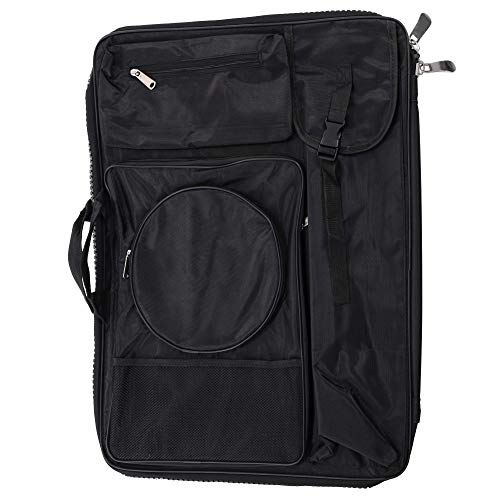 U.S. Art Supply Black Nylon Art Supplies Portfolio Carry Backpack Bag, Size: 19" x 26"