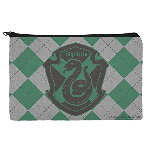 Harry Potter Slytherin Plaid Sigil Pencil Pen Organizer Zipper Pouch Case