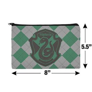 Harry Potter Slytherin Plaid Sigil Pencil Pen Organizer Zipper Pouch Case