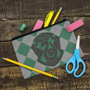 Harry Potter Slytherin Plaid Sigil Pencil Pen Organizer Zipper Pouch Case