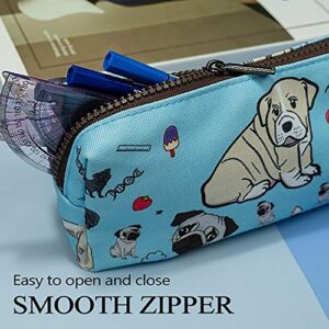 LParkin Cute Pug Dog Canvas Pencil Case Canvas Pen Bag Gadget Pouch Stationary Case Makeup Cosmetic Bag Box