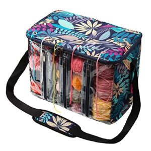 looen crochet bag – mother’s day gift – tangle free yarn bag yarn storage with inner divider, large organizer for crochet hooks, knitting needles yarn skeins, craft bag organizer tote
