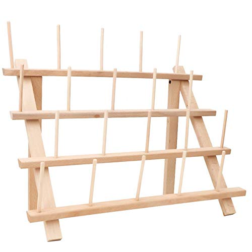 Foldable Large Thread Rack Wood Thread Holder 20 Spool Thread Storage Rack Thread Spool Stand Sewing Cone Storage Organiser, Sewing Quilting Embroidery Bobbin Orgainzer & Rack, Sewing Craft Tools