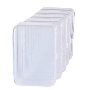 WOIWO 5 Pcs 3.35"x2.17" Rectangle Mini Clear Plastic Storage Containers Box Case with lid for Small Items and Other Craft Projects