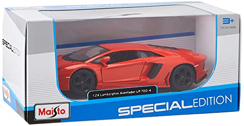 Maisto Lamborghini Aventador LP 700-4 Diecast Vehicle (1:24 Scale), Metallic Orange