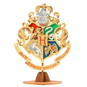 Harry Potter Hogwarts Crest 3D Wood Puzzle & Model Figure Kit (7 Pcs) - Build & Paint Your Own 3-D Book Movie Toy - Holiday Educational Gift for Kids & Adults, No Glue Required, 8+ 