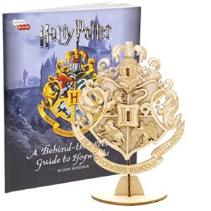 harry potter hogwarts crest 3d wood puzzle & model figure kit (7 pcs) – build & paint your own 3-d book movie toy – holiday educational gift for kids & adults, no glue required, 8+ 