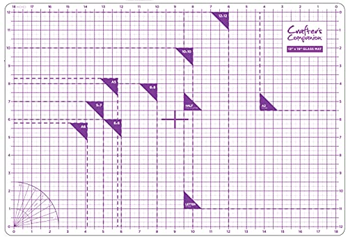 Toughened Glass Cutting Mat (13” x 19”) - Easy Clean Smooth Surface For Gluing & Inking - Multi-functional Crafting Capabilities - Includes Popular Card Sizes for Easy Measures by Crafter’s Companion