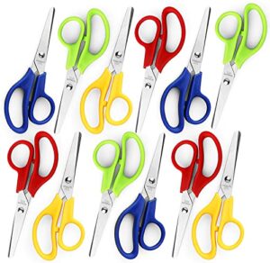 kids scissors 5 inch blunt tip scissors, safety scissors 4 assorted colors kid craft scissors with stainless steel ruled right and left handed 12 pack