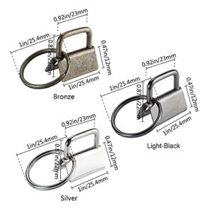 AuInn 150 PCS Key Fob Hardware 3 Colors Keychain Fob Wristlet Hardware with Key Ring 1 Inch (50 Sets Each Color)