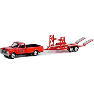 greenlight 32260-b hitch & tow series 26 – 1968 chevy c-10 stp with bed cover and stp tandem car trailer 1:64 scale diecast