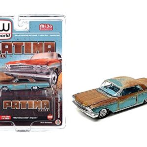 1962 Chevy Impala Blue (Weathered) with Blue Interior Patina Series Ltd Ed to 3600 Pieces Worldwide 1/64 Diecast Model Car by Auto World CP7935