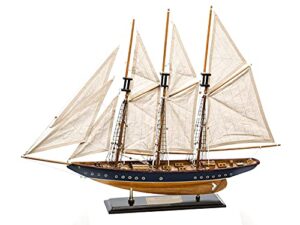 sailingstory wooden sailboat model ship sailboat decor 30″ schooner atlantic 1:50 scale replica navy and walnut antique finish