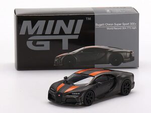 bugatti chiron super sport 300+ carbon gray w/orange stripes world record ltd ed to 6000 pcs 1/64 diecast model car by true scale miniatures mgt00409