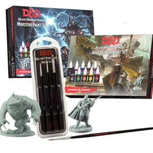 The Army Painter Dungeons and Dragons Miniatures Model Paints for Plastic Models Bundle with Monsters & Adventurers Acrylic D&D Miniatures Paint Sets & Nolzurs Marvelous Miniature Model Paint Brushes