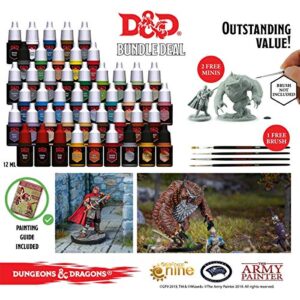 The Army Painter Dungeons and Dragons Miniatures Model Paints for Plastic Models Bundle with Monsters & Adventurers Acrylic D&D Miniatures Paint Sets & Nolzurs Marvelous Miniature Model Paint Brushes