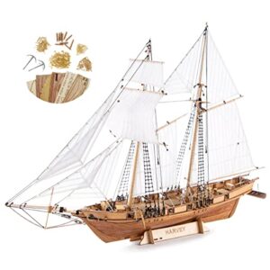 gawegm wooden ship model building kits for adults – 1/96 scale harvey 1847 model ships assembled with metal accessory, for collection, teaching exhibition, ship model hobby, assemble expert
