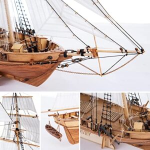 GAWEGM Wooden Ship Model Building Kits for Adults - 1/96 Scale Harvey 1847 Model Ships Assembled with Metal Accessory, for Collection, Teaching Exhibition, Ship Model Hobby, Assemble Expert