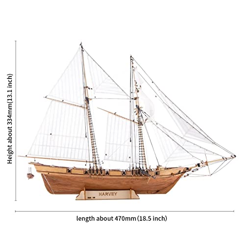 GAWEGM Wooden Ship Model Building Kits for Adults - 1/96 Scale Harvey 1847 Model Ships Assembled with Metal Accessory, for Collection, Teaching Exhibition, Ship Model Hobby, Assemble Expert