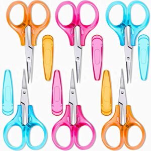 detail craft scissors set stainless steel scissors straight tip scissors curved tip scissors with protective cover for facial hair trimming, sewing, crafting, diy projects (6 pieces)