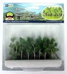 woods edge trees pastel green 2” to 2.5” n-scale 20/pk