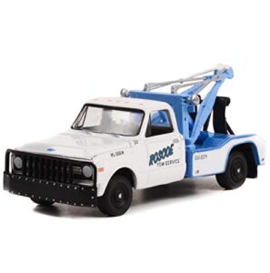 1969 chevy c-30 dually wrecker tow truck white roscoe tow starsky and hutch hollywood special edition 1/64 diecast model car by greenlight 44955 b