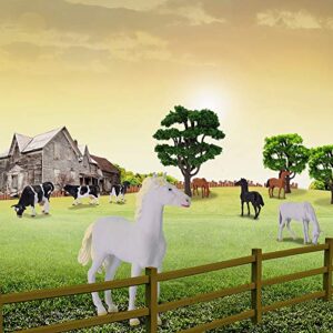 AN4303 15PCS 1:43 Farm Animals Horses and Cows O Scale PVC Well Painted Horse and Cow Use for Model Scenery Desktop Decor Railway Layout Diorama Miniature Landscape