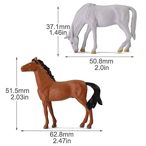 AN4303 15PCS 1:43 Farm Animals Horses and Cows O Scale PVC Well Painted Horse and Cow Use for Model Scenery Desktop Decor Railway Layout Diorama Miniature Landscape