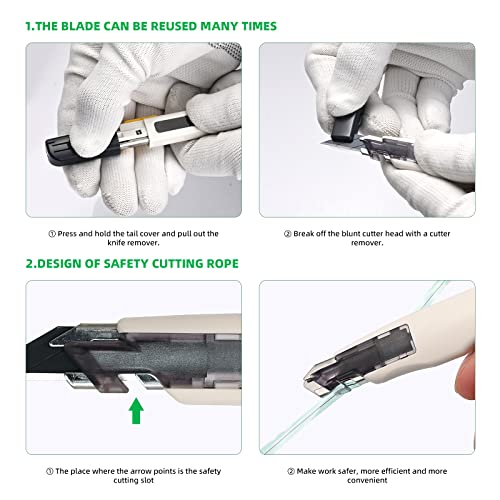 FOSHIO Craft Knife for Art, Craft, Model Making, Auto Locking Retractable Utility Knife with 10PCS Replacement Snap Off Blades 9MM, Box Cutter for Cartons, Cardboard, Leather and Boxes