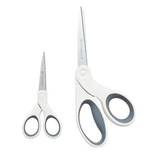 Westcott 8" Bent and 5" Straight Titanium Bonded Craft Scissors, Combo Pack (16378)