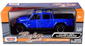 motormax toy 2021 gladiator overland (open top) pickup truck blue metallic 124-127 diecast model car by motormax 79367