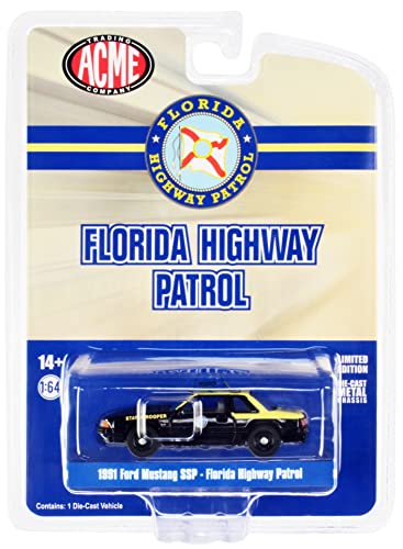 1991 SSP Police Black and Cream Florida Highway Patrol 1/64 Diecast Model Car by Greenlight for Acme 51494