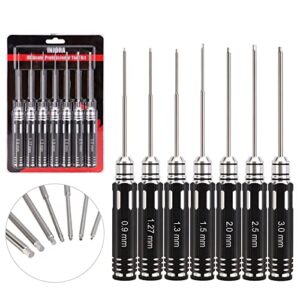 INJORA RC Screwdriver Wrench Tool-7PCS RC Car Tool Kit 0.9, 1.27, 1.3, 1.5, 2.0, 2.5, 3.0mm Hexagon Allen Screwdriver Wrenches Sets, RC Repair Tool Kit for RC Model Car Helicopter Drone Boat